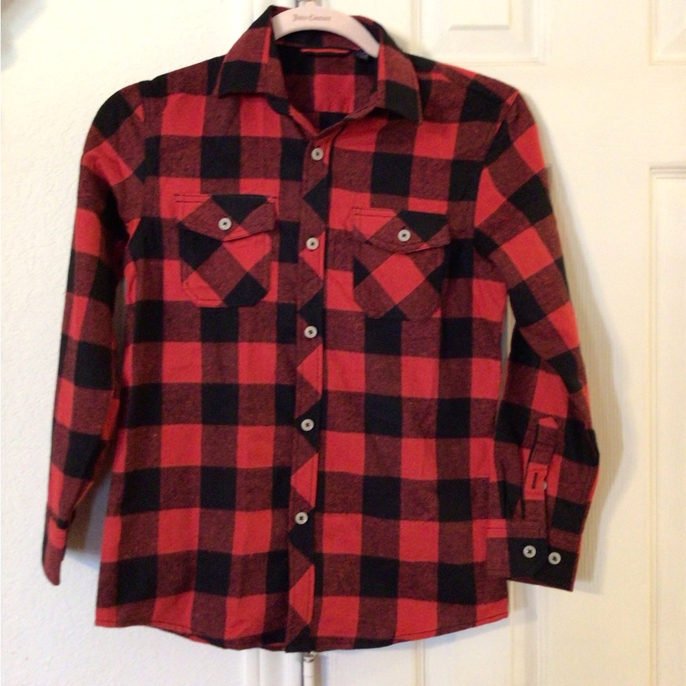 Flannel kids long sleeve button down